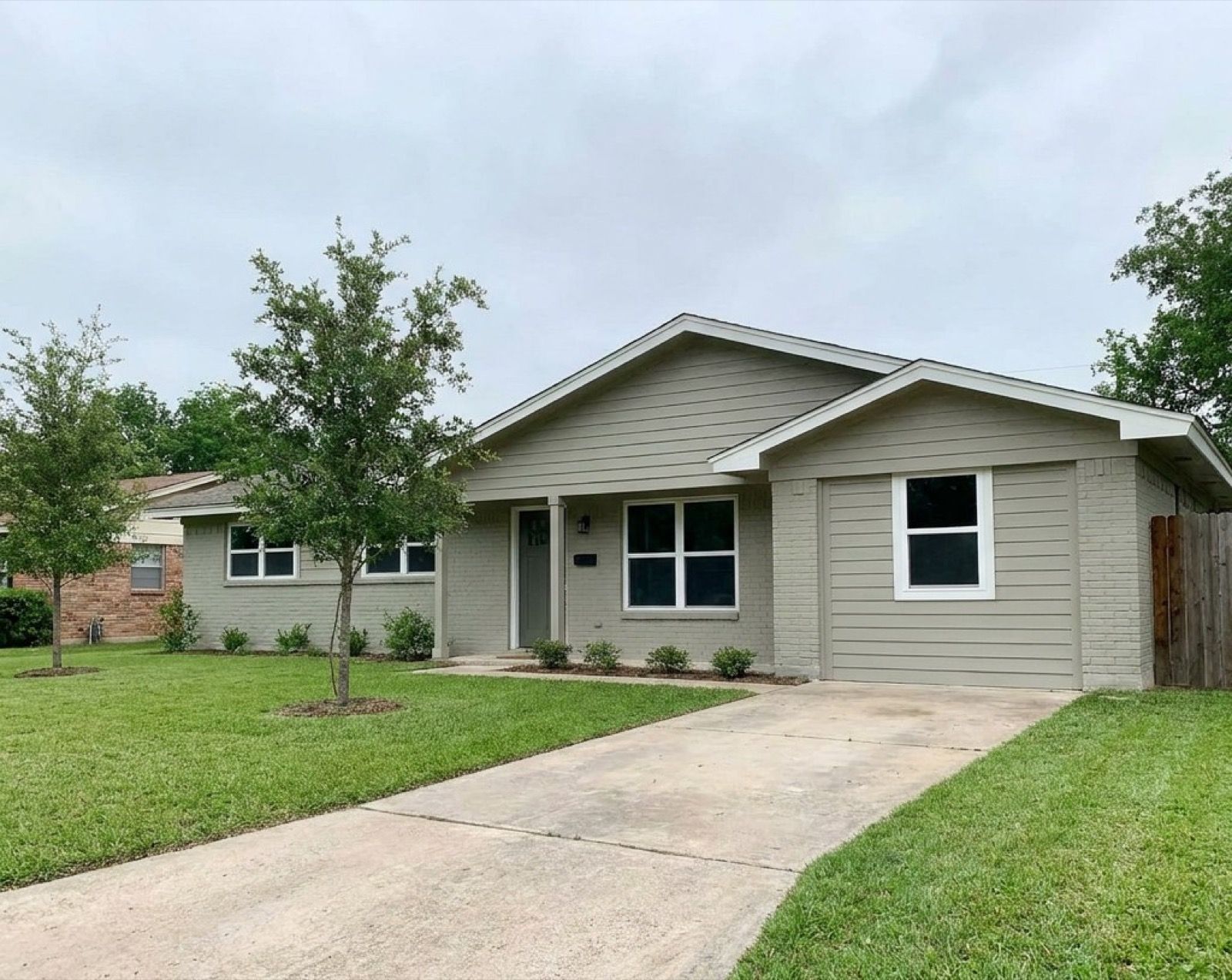 Freshly painted single-story home exterior